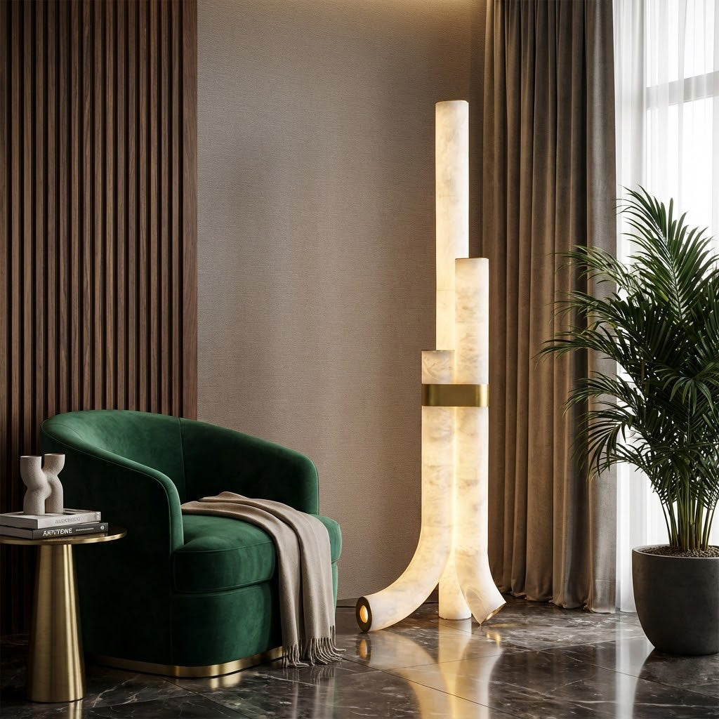 Alabaster Tube Floor Lamp