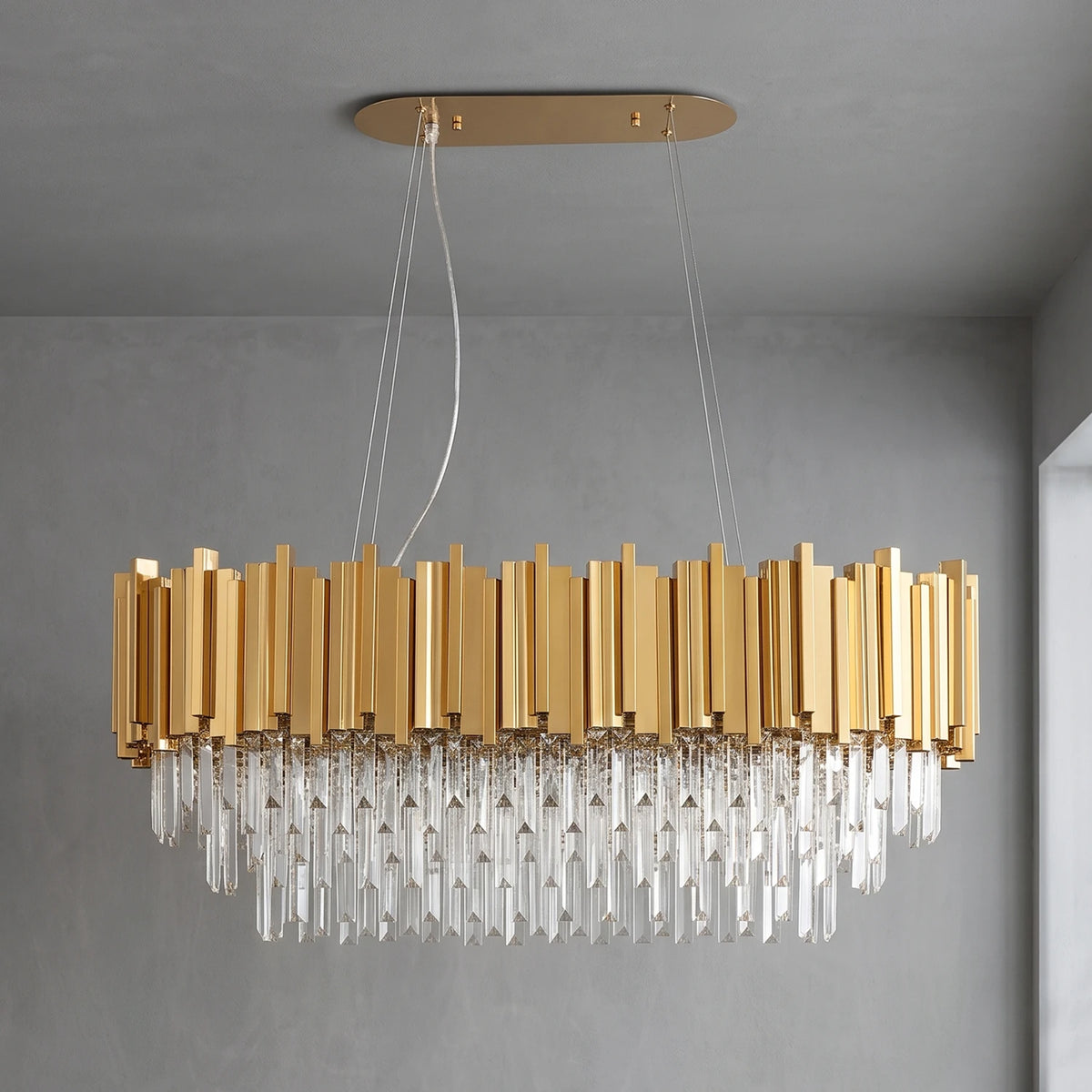 ourbons Alphonsus Crystal Chandelier - Gold Linear Unlit | HoaiLamp
