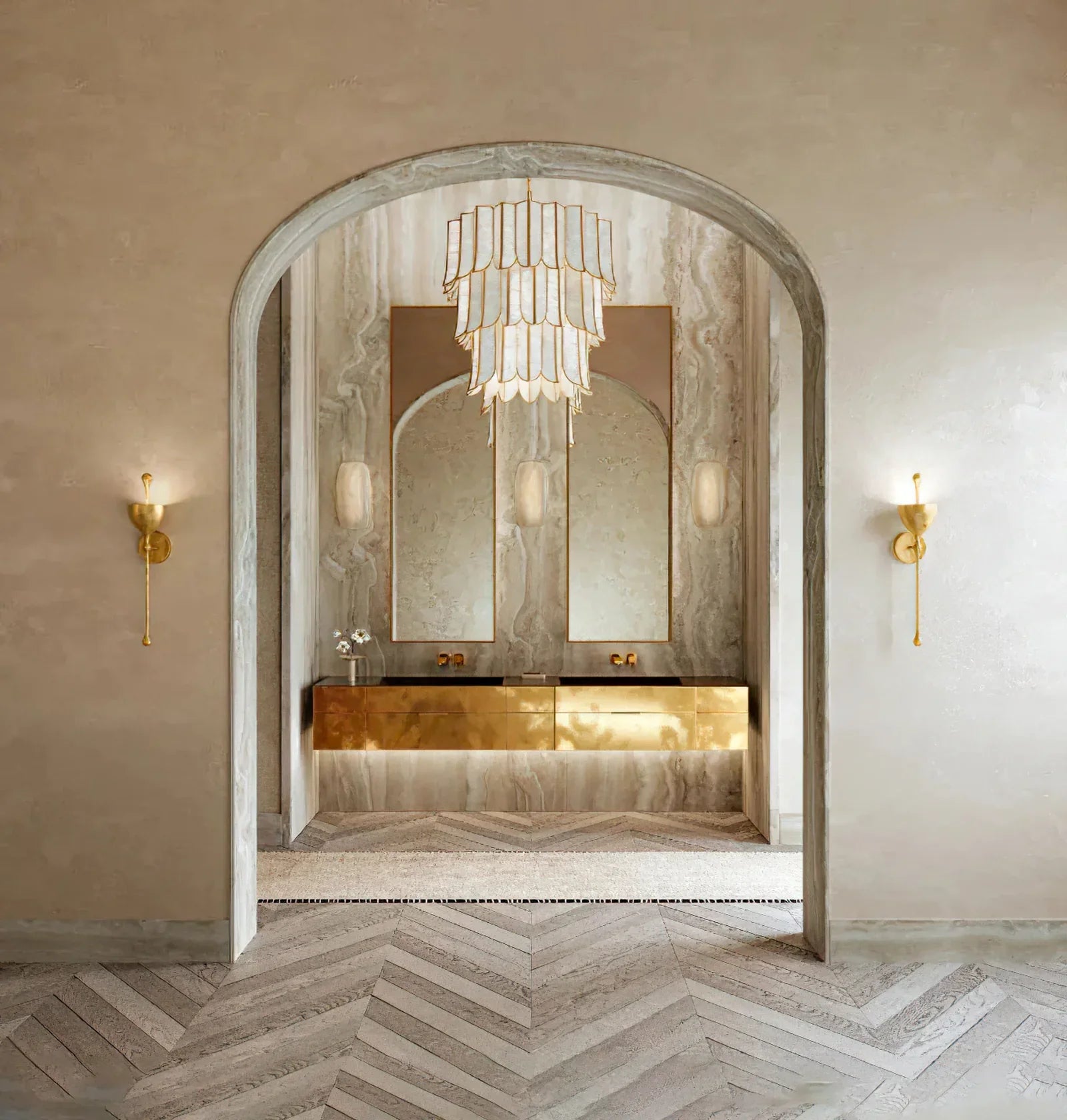 Cartagena Vintage Gold Leaf Chandelier