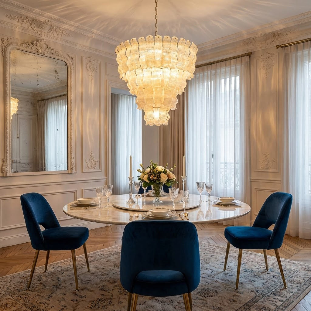 Cascade Ribbed Glass Chandelier