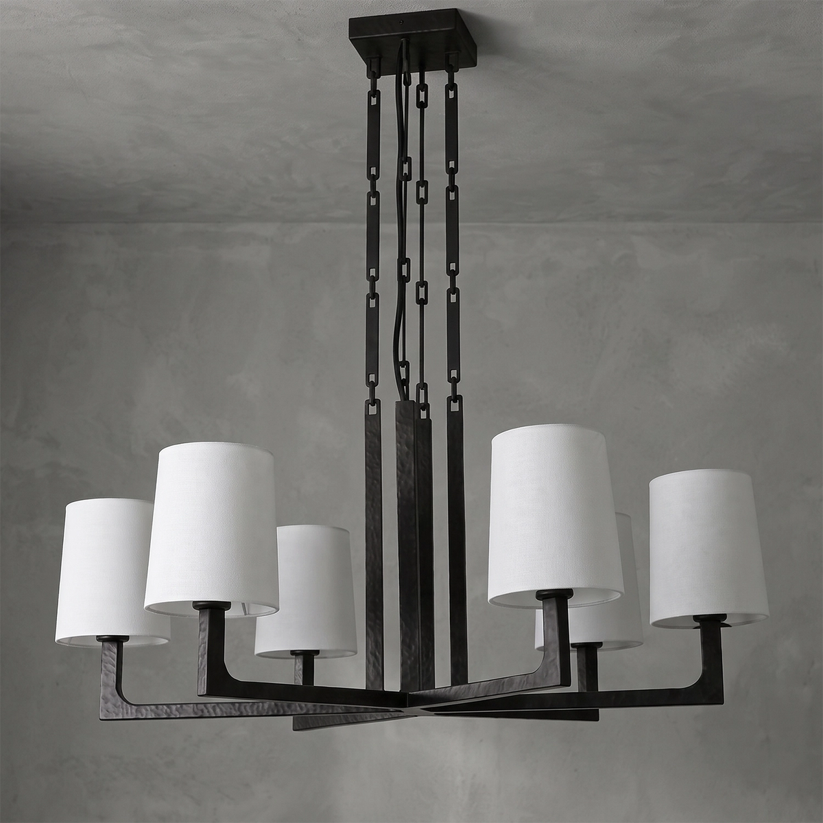 Hollis Hammered Iron Chandelier - view 2 | Hoailamp