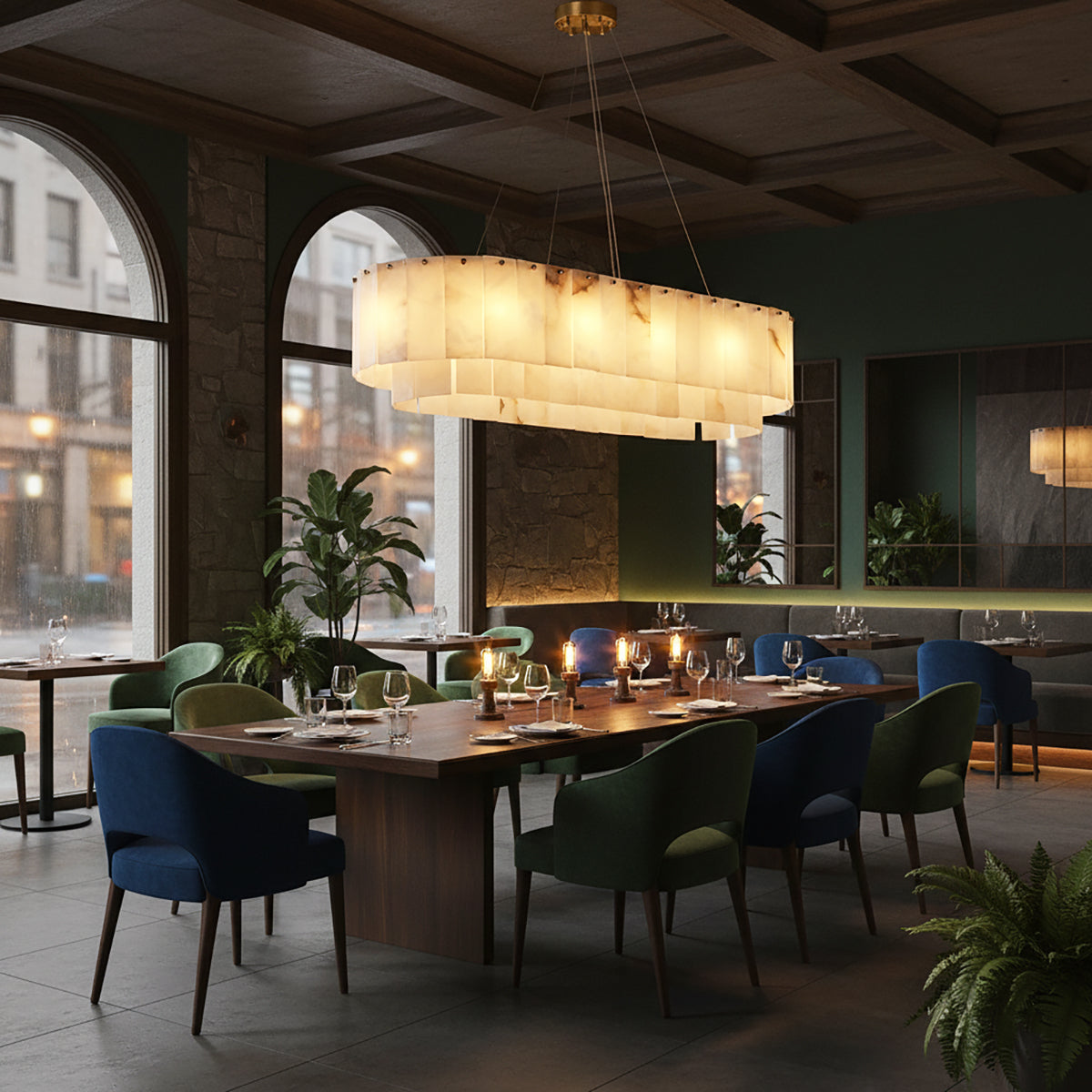 Layered Alabaster Ring Chandelier