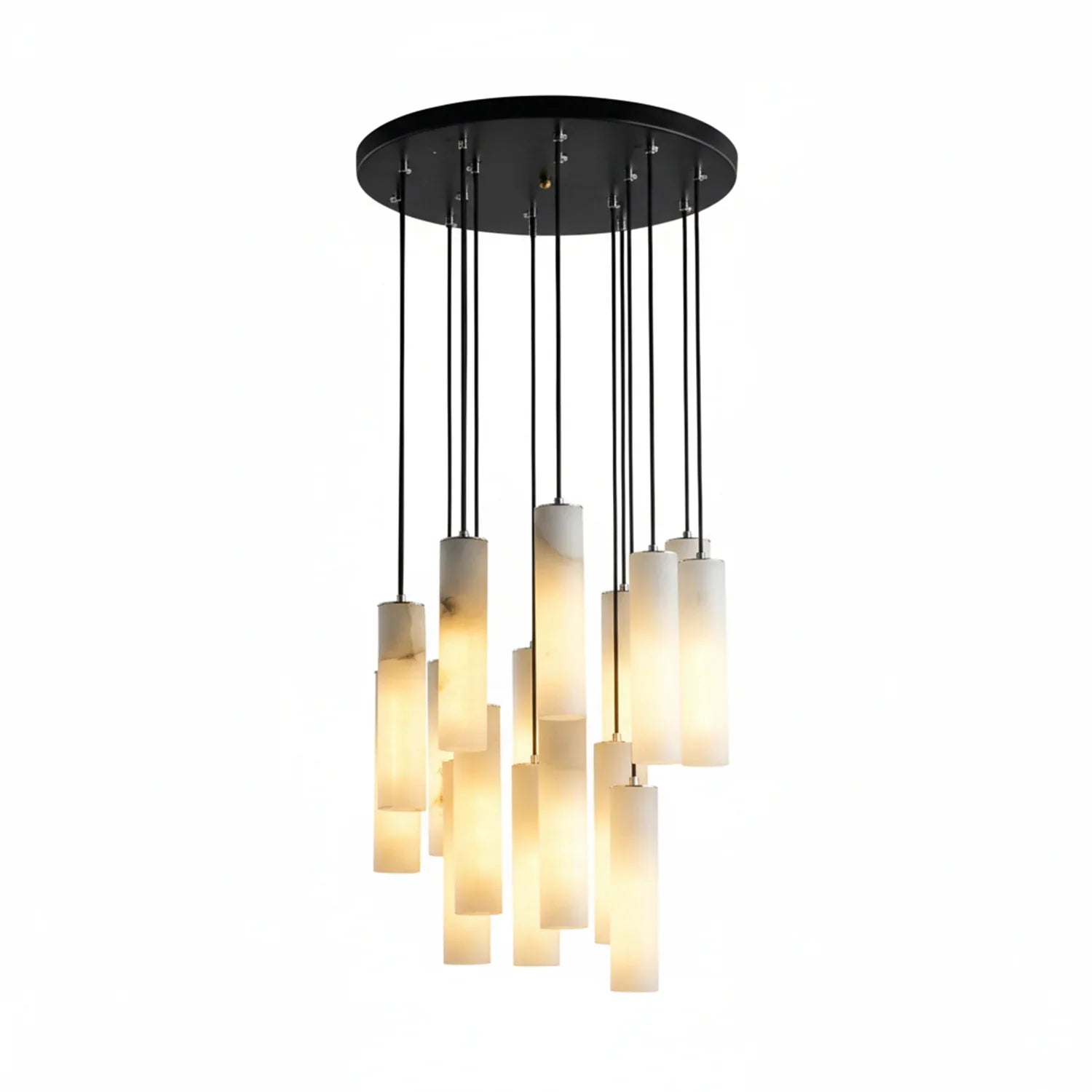 Luxury Alabaster Cylinder Cluster Chandelier