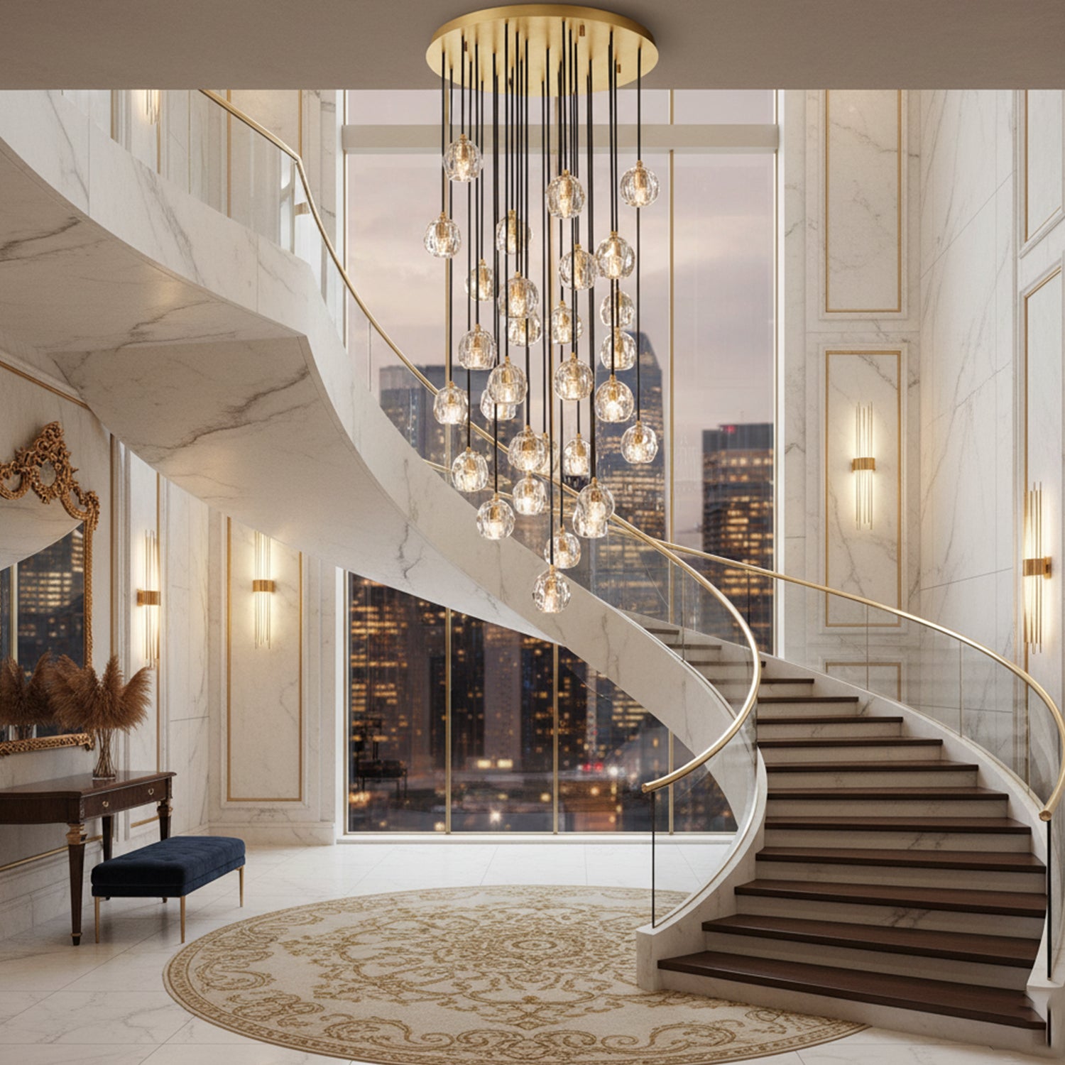 Luxury Faceted Crystal Cluster Chandelier