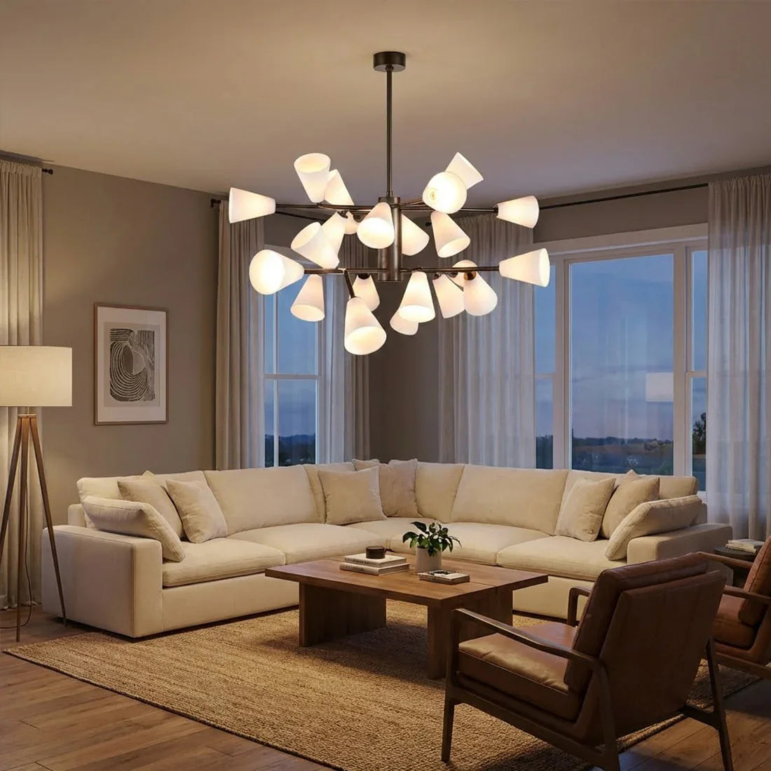 Mid-Century Cone Glass Chandelier