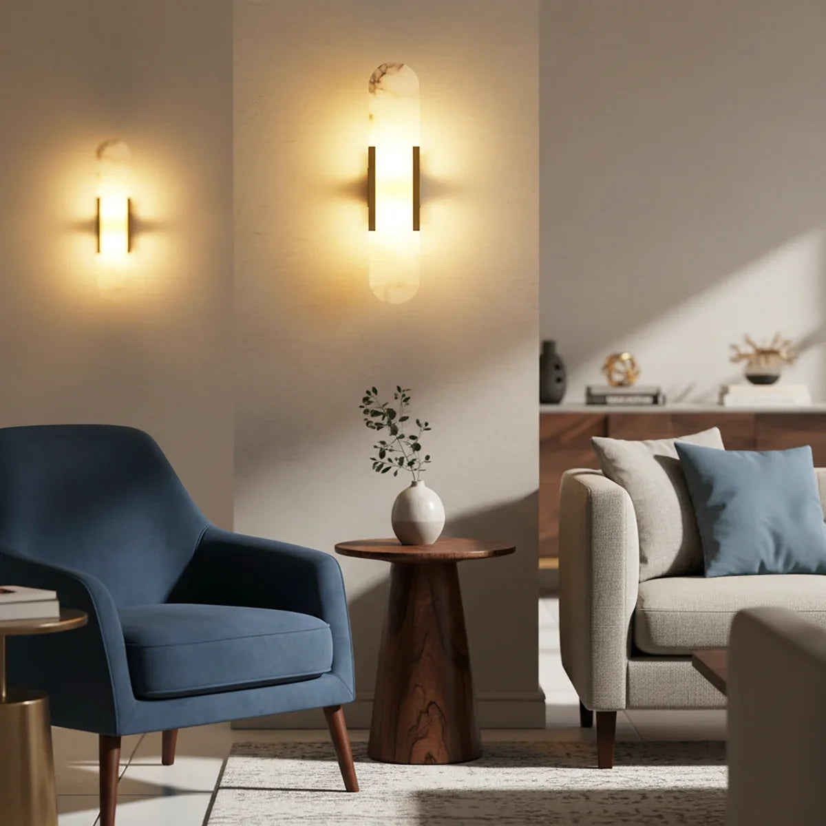 Minimalist Oval Alabaster Wall Lamp