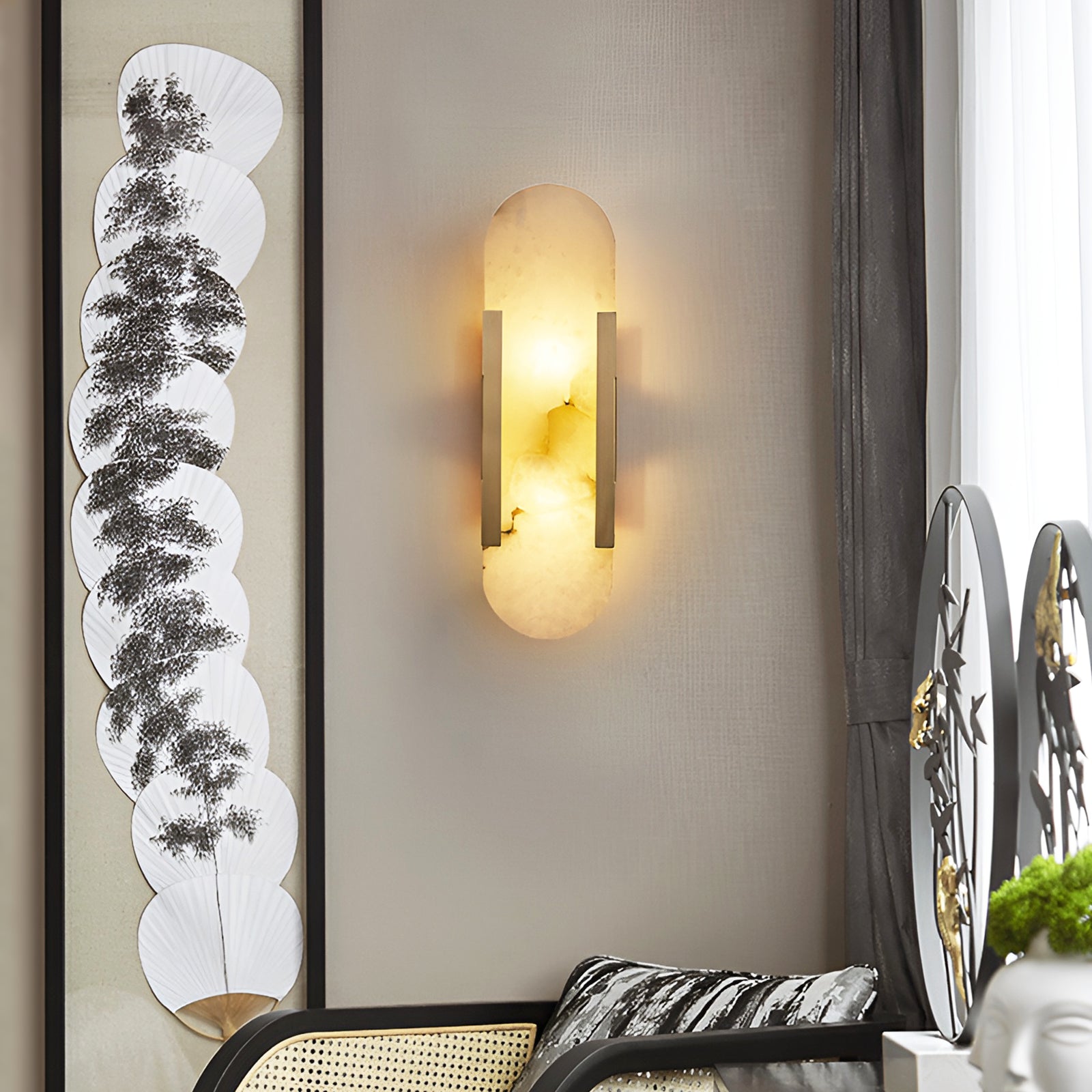 Minimalist Oval Alabaster Wall Lamp