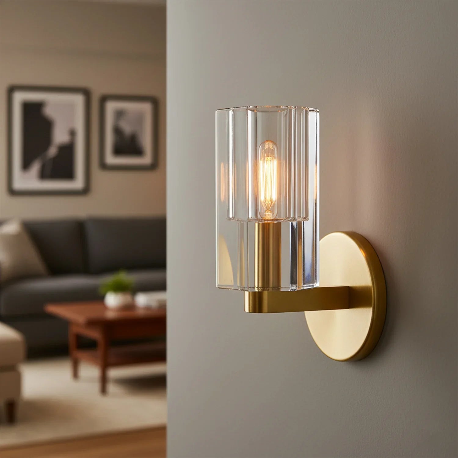 Modern Fluted Crystal Wall Sconce