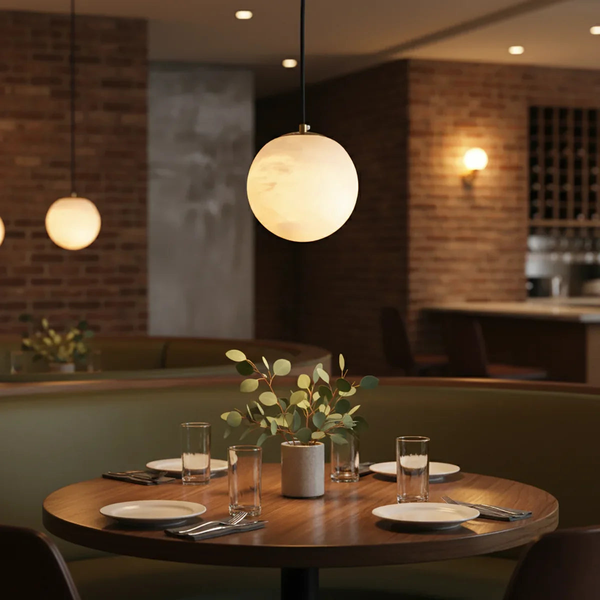 Nordic Style Spherical Alabaster Pendant Light