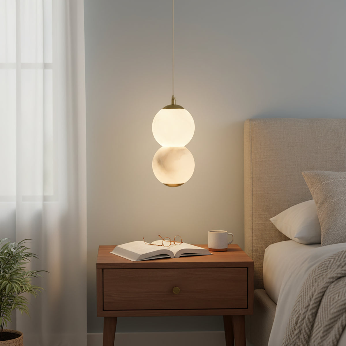 Pearl Alabaster Round Pendant Light