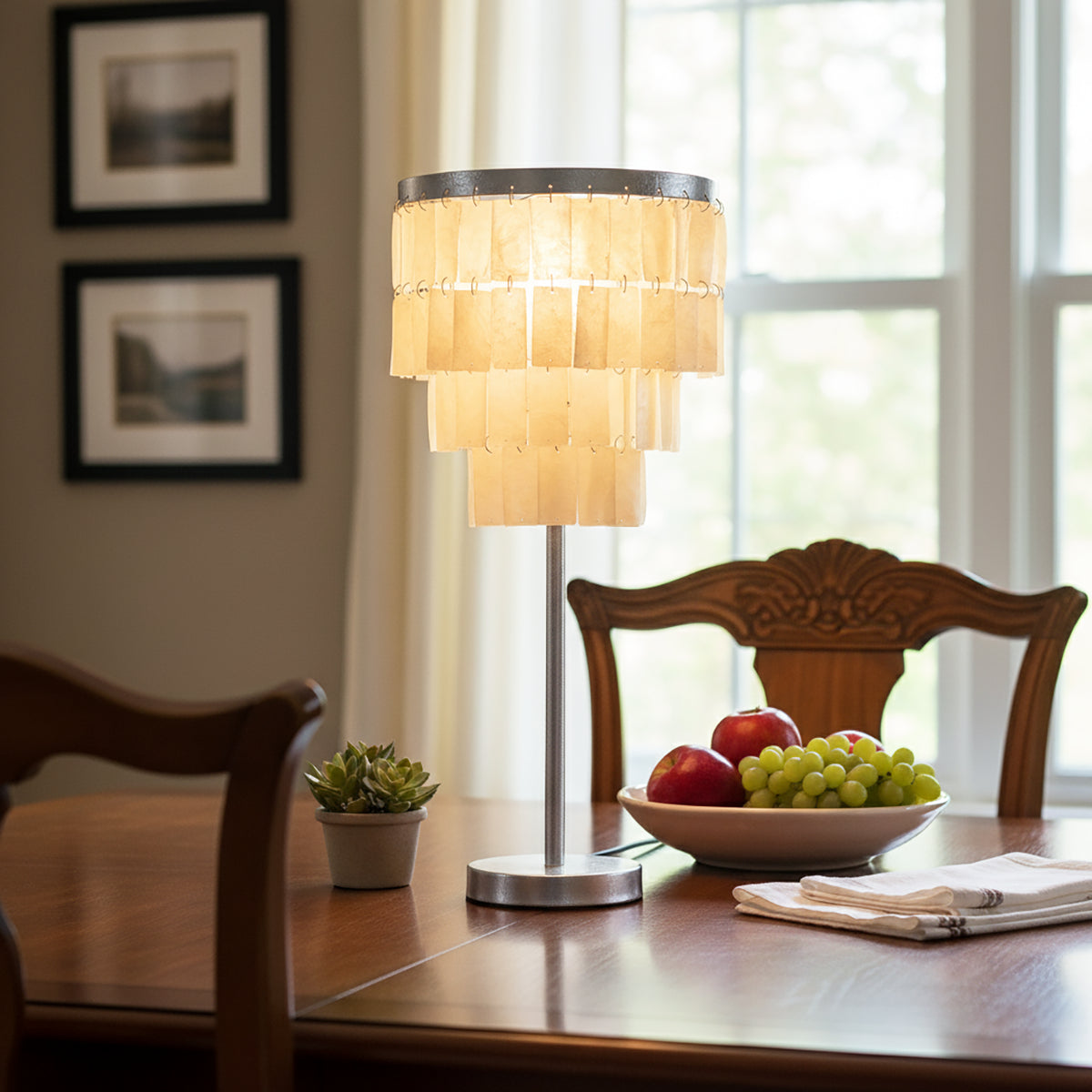 Rectangular Shell Waterfall Table Lamp