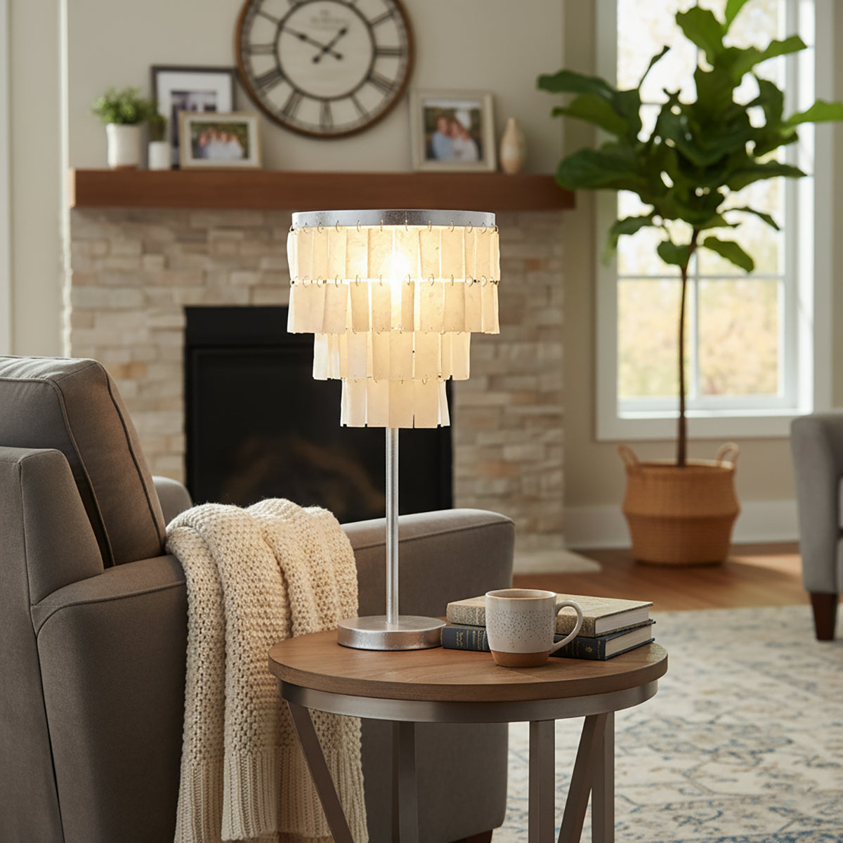 Rectangular Shell Waterfall Table Lamp