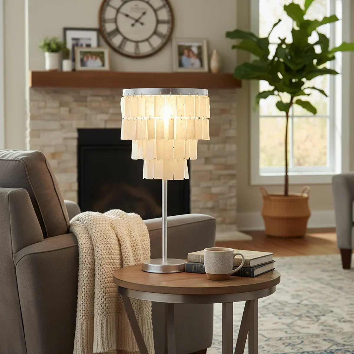 Rectangular Shell Waterfall Table Lamp