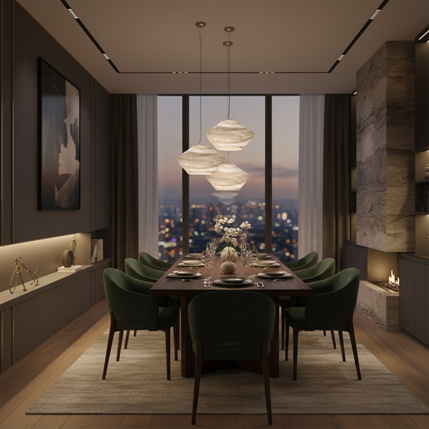 Sculptural Alabaster Gemstone Pendant Light