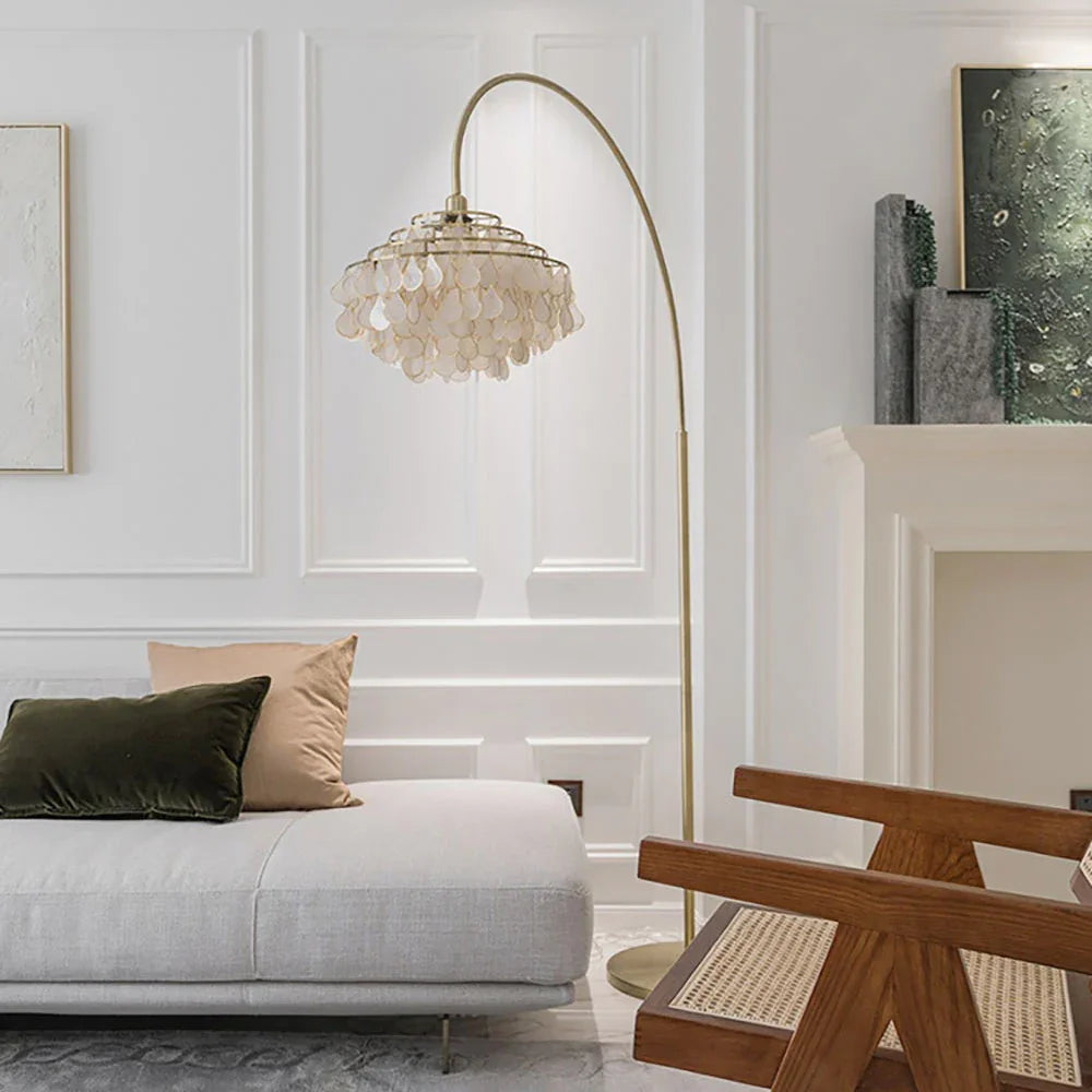 Teardrops Capiz Arc Floor Lamp