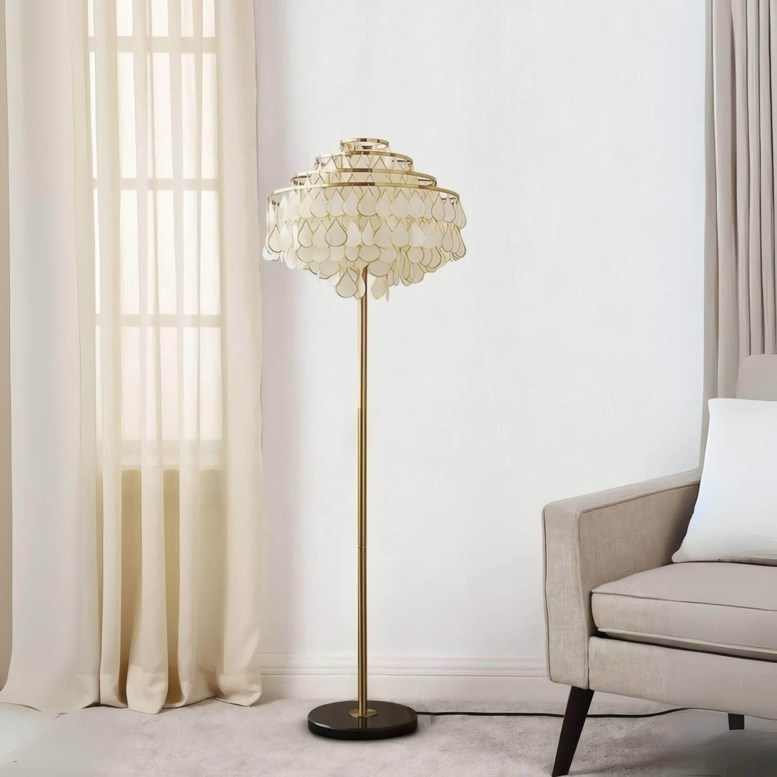 Teardrops Capiz Floor Lamp