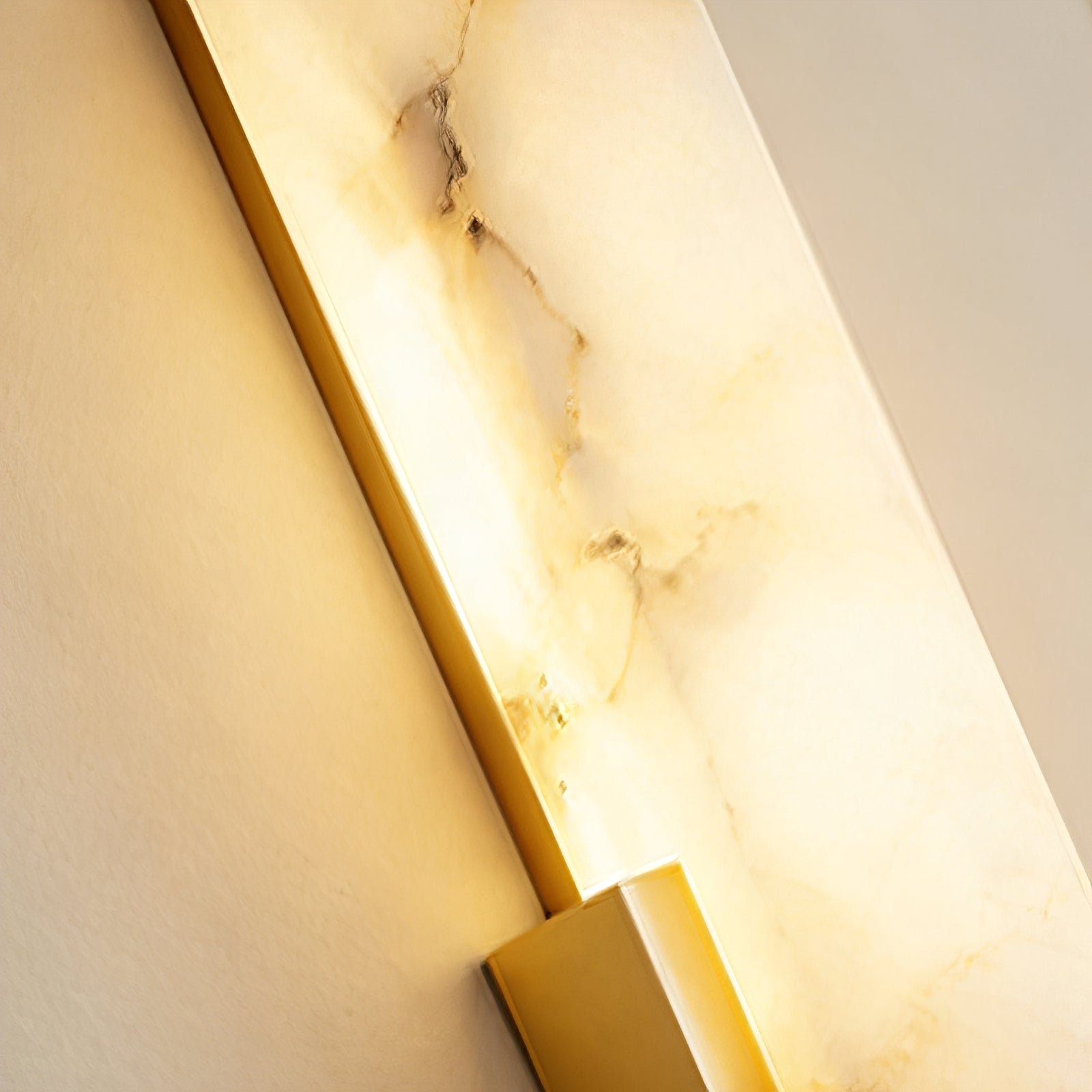 Alberta Brass Marble Wall Light - Translucent Marble Texture Detail | HoaiLamp