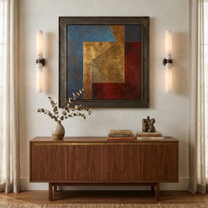 Afroalia Luxury Modern Art Deco Wall Sconce - Bold Red & Gold Art Complement | HoaiLamp