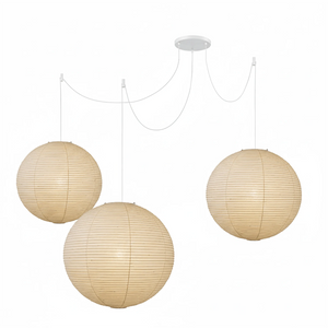 Akari Spherical A Series Pendant Light - 3-Light Configuration (White Hardware)