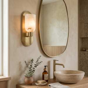 Alabaster Aurinde Wall Lamp - Minimalist Bathroom Mirror Accent | HoaiLamp