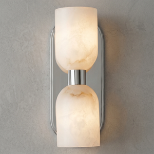 Alabaster Aurinde Wall Lamp - Polished Chrome Double Shade Fixture | HoaiLamp