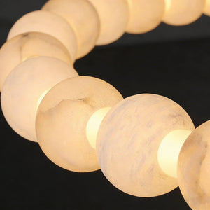 Alabaster Beaded Ring Chandelier - Macro Translucent Natural Alabaster Spherical Beads | HoaiLamp
