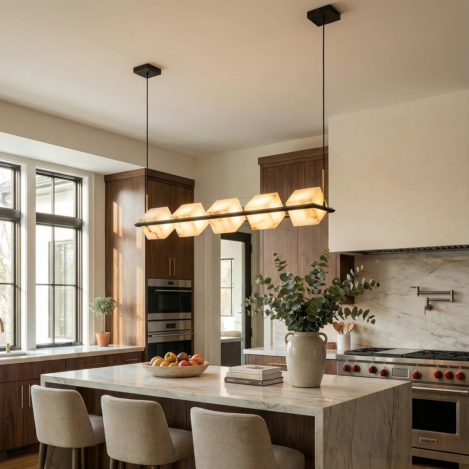 Alabaster Box Cube Linear Chandelier