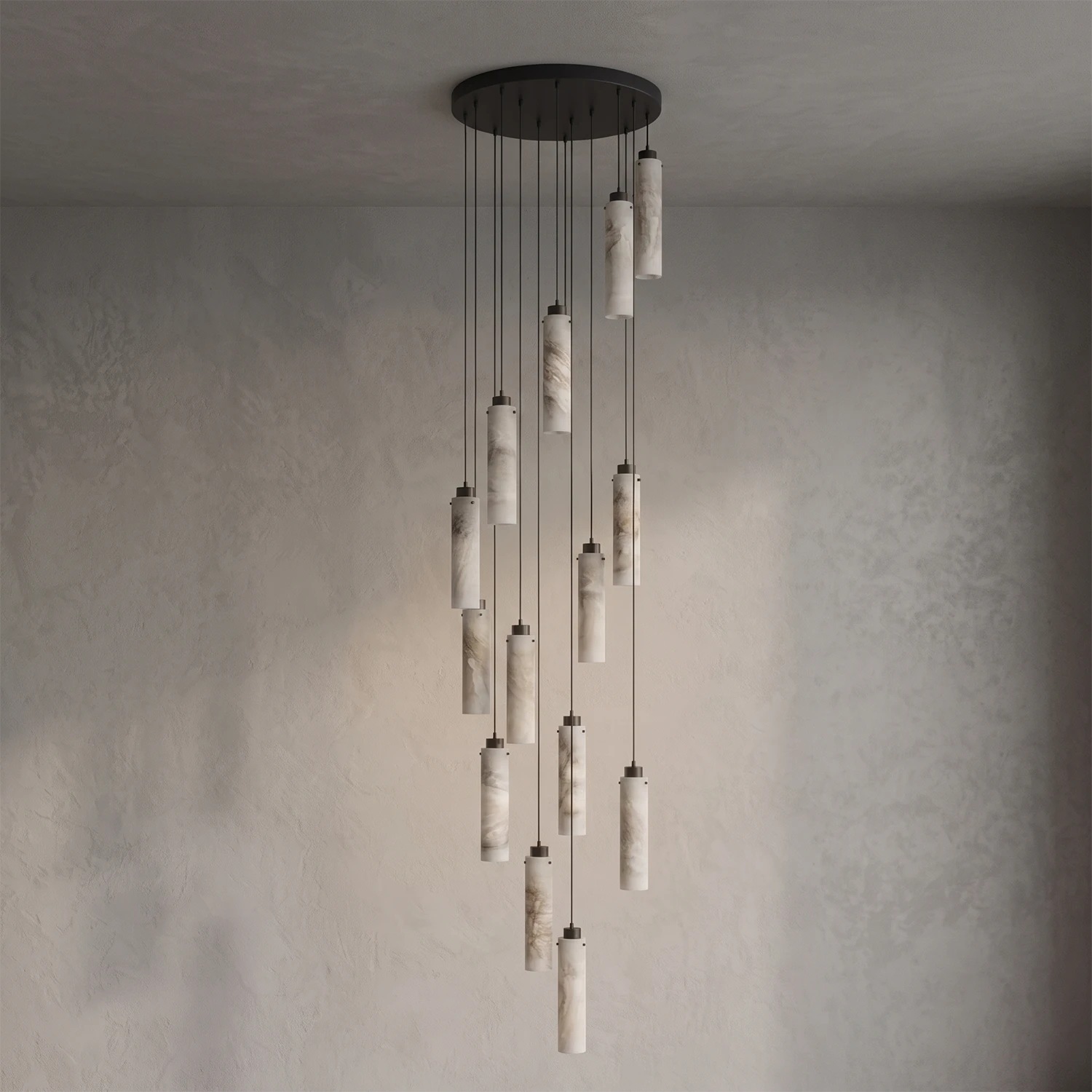 Alabaster Cylinder Cluster Chandelier
