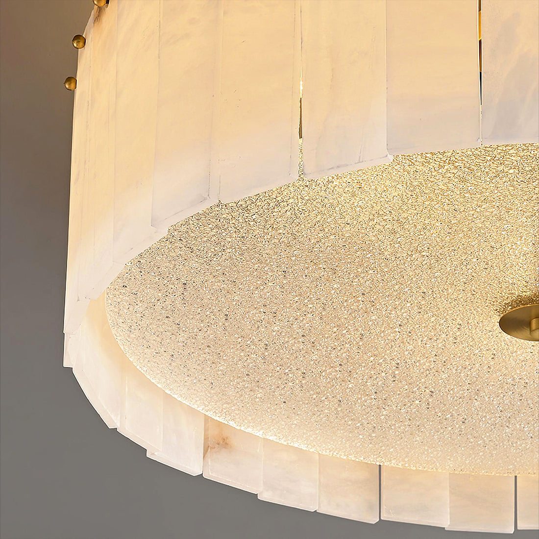 Alabaster Disc Flush Mount Ceiling Light - Macro Close Up Alabaster Diffuser Plate Vein Pattern | HoaiLamp