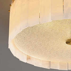 Alabaster Disc Flush Mount Ceiling Light - Macro Close Up Alabaster Diffuser Plate Vein Pattern | HoaiLamp