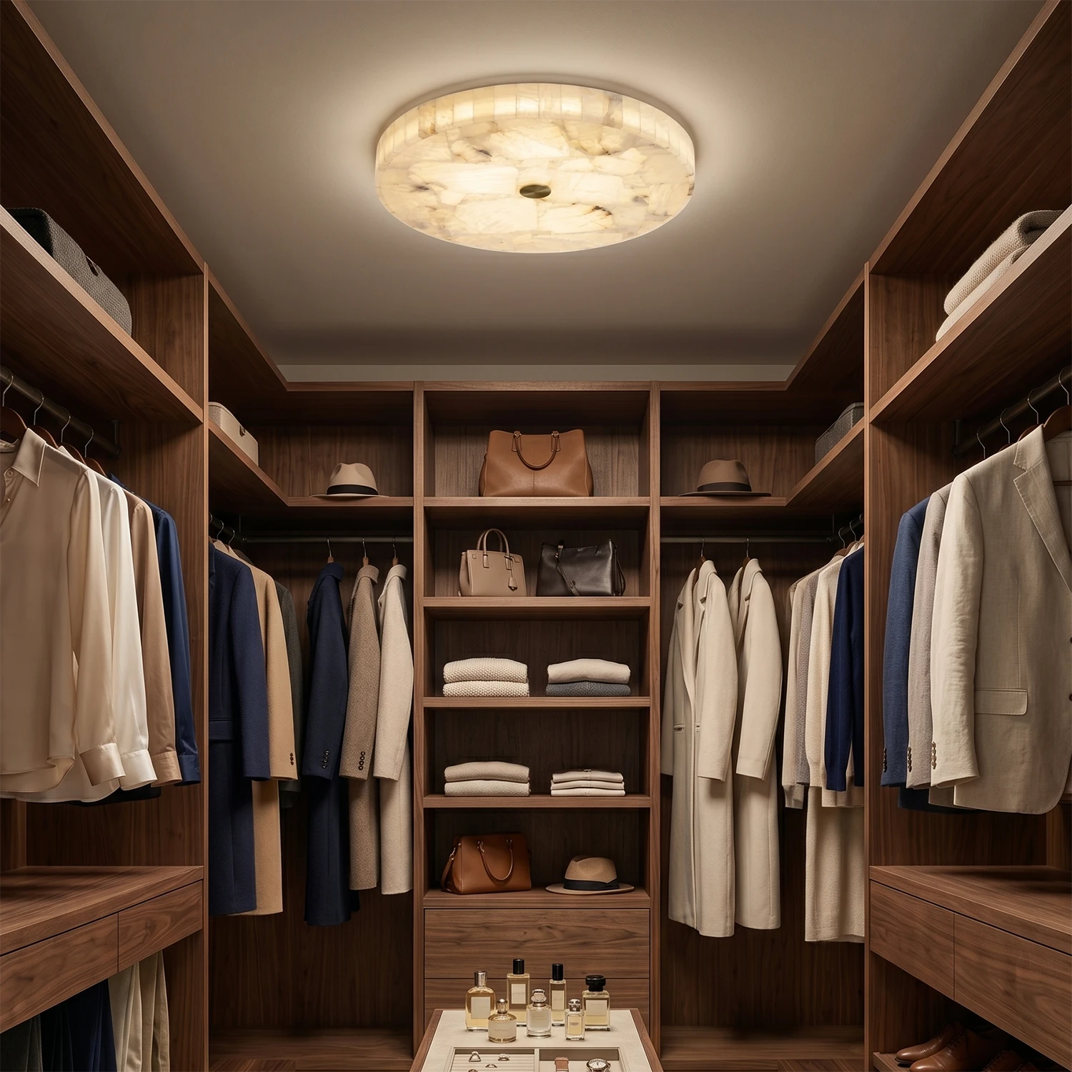 Alabaster Disk Ceiling Light - Walk-in Closet
