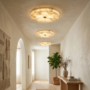 Alabaster Disk Ceiling Light - Hallway Corridor (Multi-Light)