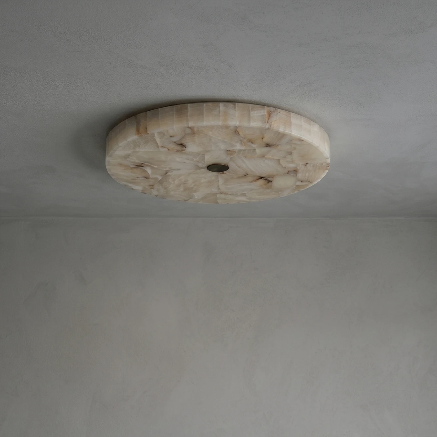 Alabaster Disk Ceiling Light - Plain Ceiling (Off)