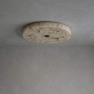Alabaster Disk Ceiling Light - Plain Ceiling (Off)