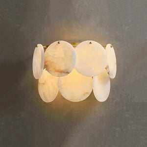 Alabaster Double Layer Round Wall Lamp - Atmospheric Stucco Focal | HoaiLamp
