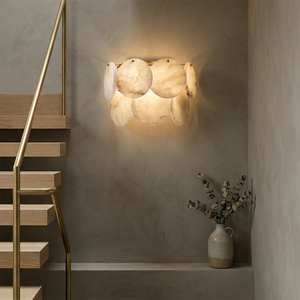 Alabaster Double Layer Round Wall Lamp - Staircase Wellness Light | HoaiLamp