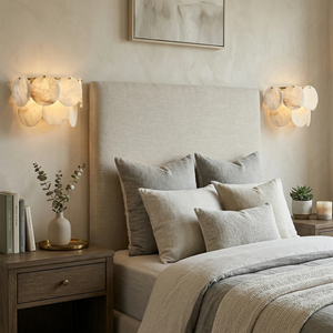 Alabaster Double Layer Round Wall Lamp - Dual Sconce Bedroom | HoaiLamp