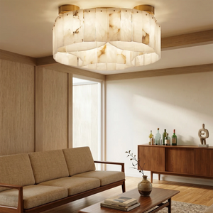 Alabaster Modern Brass Ceiling Lamp - Contemporary Living Room Flush Mount | HoaiLamp