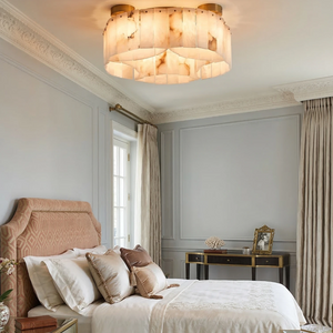 Alabaster Modern Brass Ceiling Lamp - Cozy Master Bedroom Elegant Overhead Light | HoaiLamp