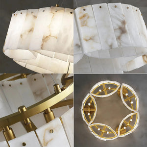 Alabaster Modern Brass Ceiling Lamp - Multi-Angle Hardware Structure Details | HoaiLamp