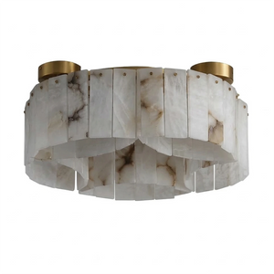 Alabaster Modern Brass Ceiling Lamp - White Background Isolated Light-Off Product | HoaiLamp