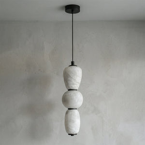 Alabaster Pendulous Pearl Pendant Light - Grey Alabaster 3 Globe | HoaiLamp