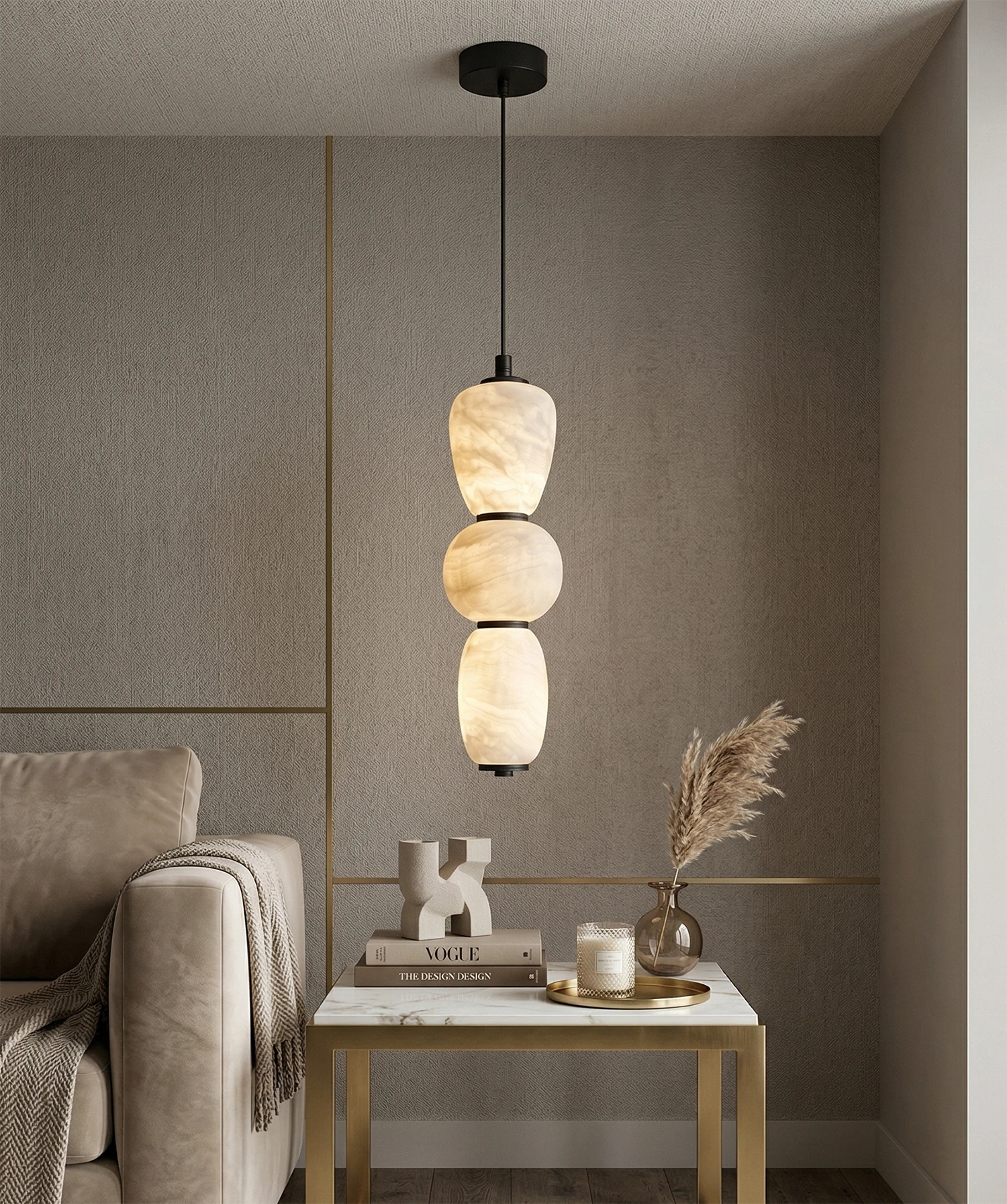 Alabaster Pendulous Pearl Pendant Light
