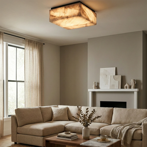 Alabaster Riviera Square Ceiling Lamp - Contemporary Living Room Flush Mount | HoaiLamp