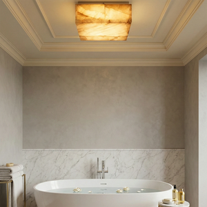 Alabaster Riviera Square Ceiling Lamp - Spa-Like Bathroom Ambient Light | HoaiLamp