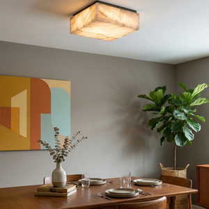 Alabaster Riviera Square Ceiling Lamp - Mid-Century Modern Dinette Glow | HoaiLamp