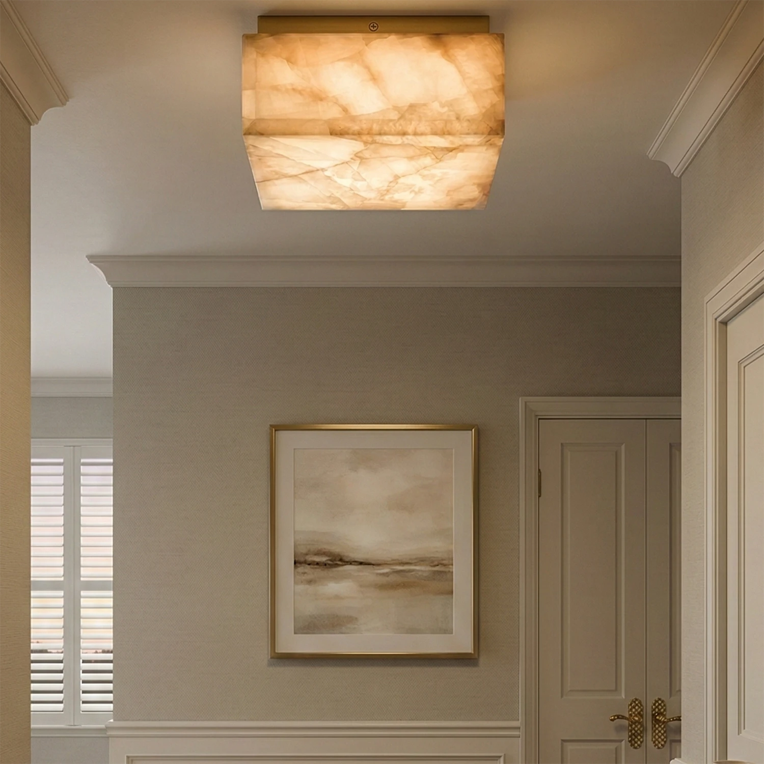 Alabaster Riviera Square Ceiling Lamp