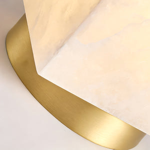 Alabaster Square Ceiling Light - Brushed Metal Joint Corner Geometric Layering Close Up | HoaiLamp