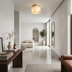 Alabaster Square Ceiling Light - Open Concept Foyer Credenza Spacing Walkway | HoaiLamp