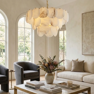 Alabaster Tiered Round Chandelier - French Provincial Living Room Centerpiece | HoaiLamp
